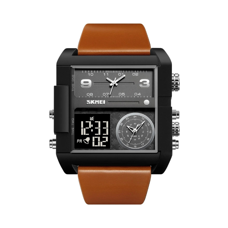 Ψηφιακό/αναλογικό ρολόι χειρός - Skmei - 2020 - Brown/Black
