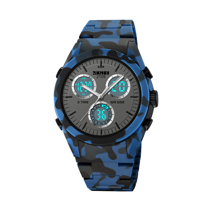 Ψηφιακό/αναλογικό ρολόι χειρός - Skmei - 2109 - Army Dark  Blue