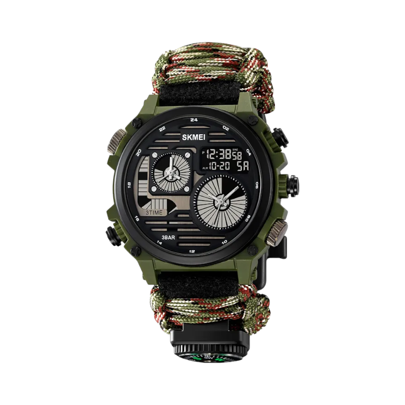Ψηφιακό/αναλογικό ρολόι χειρός - Skmei - 2202 - Army Green Rope